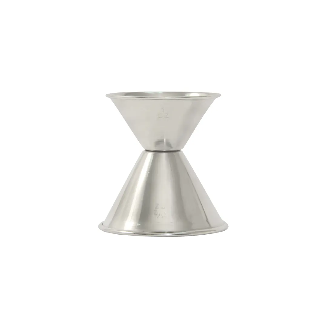 CAC China JG10-150 Stainless Steel Jigger, 1 oz. x 1-1/2 oz., Rolled Edge