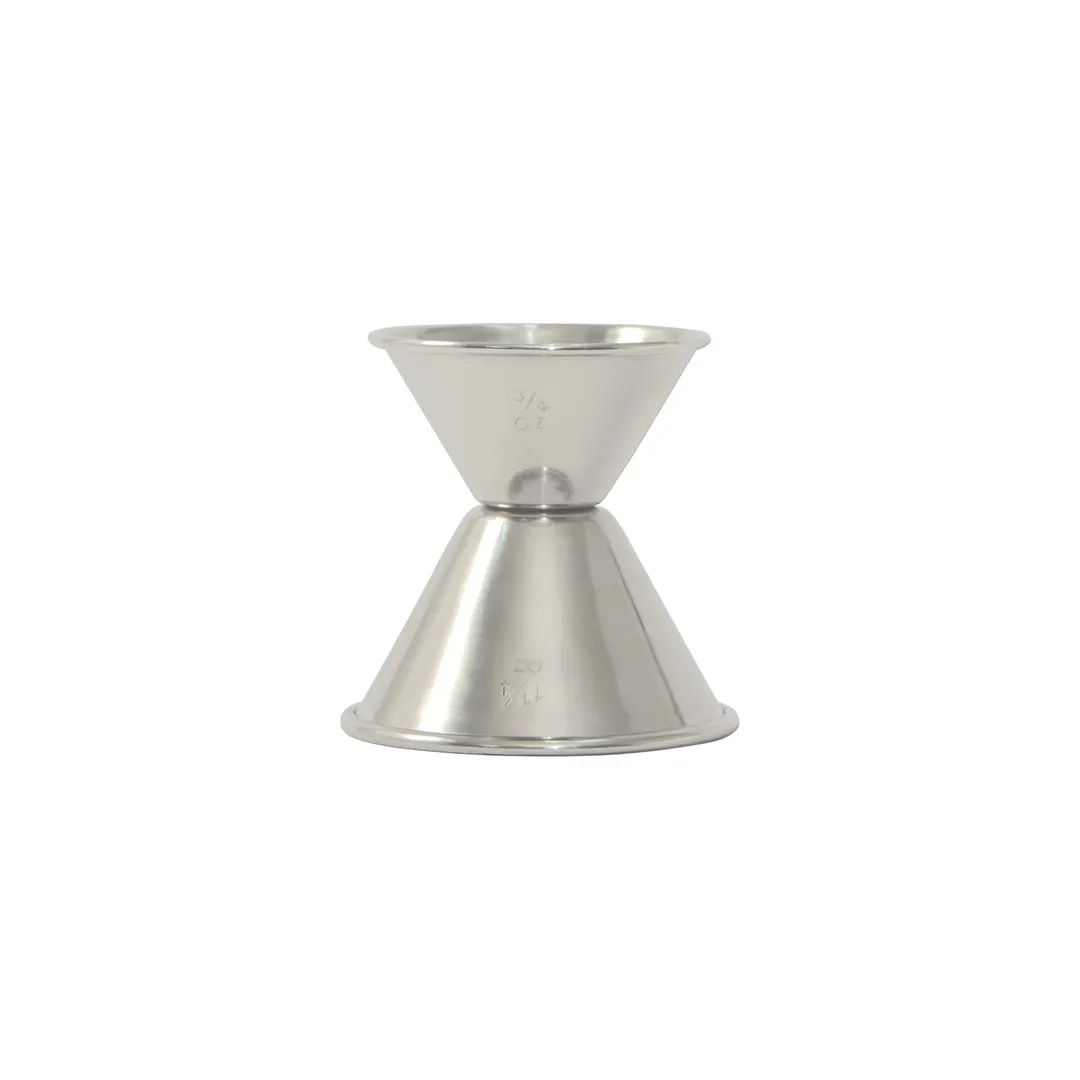 CAC China JG75-125 Stainless Steel Jigger, 3/4 oz. x 1-1/4 oz., Rolled Edge