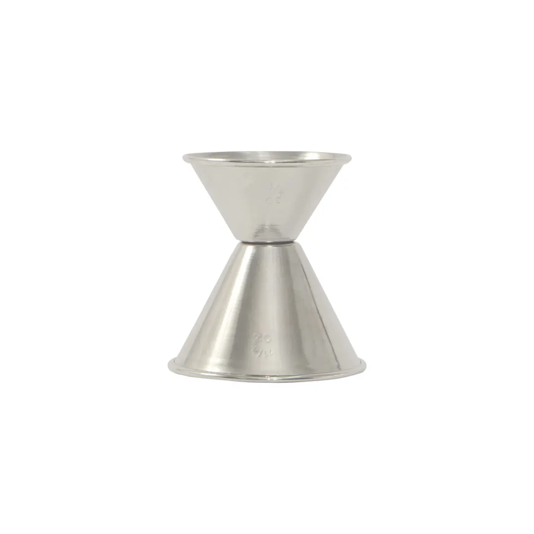 CAC China JG75-150 Stainless Steel Jigger, 3/4 oz x 1-1/2 oz, Rolled Edge