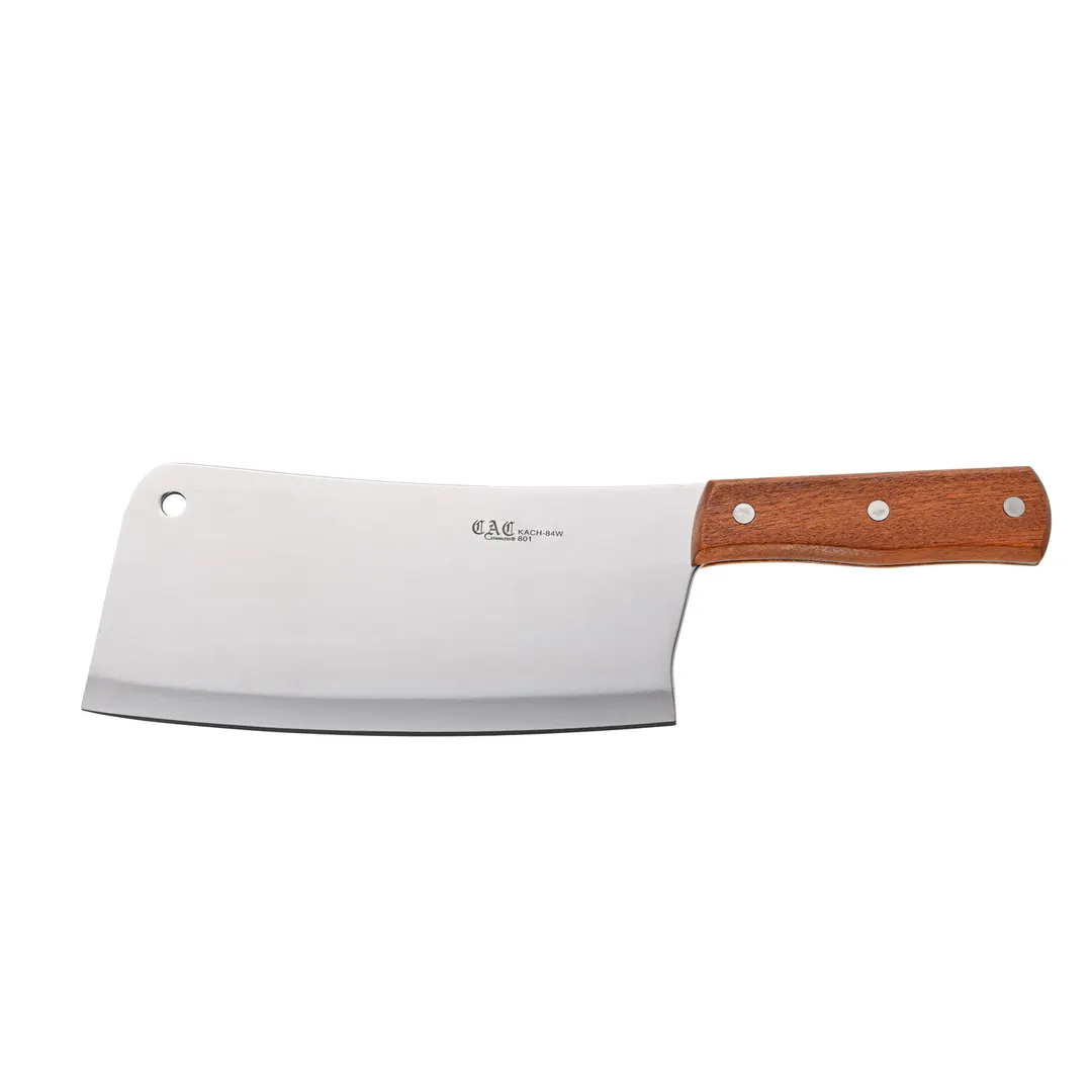 CAC China KACH-84W 8" Heavy Duty Forged Full Tang High-Carbon Steel Asian Cleaver Knife, Black Handle