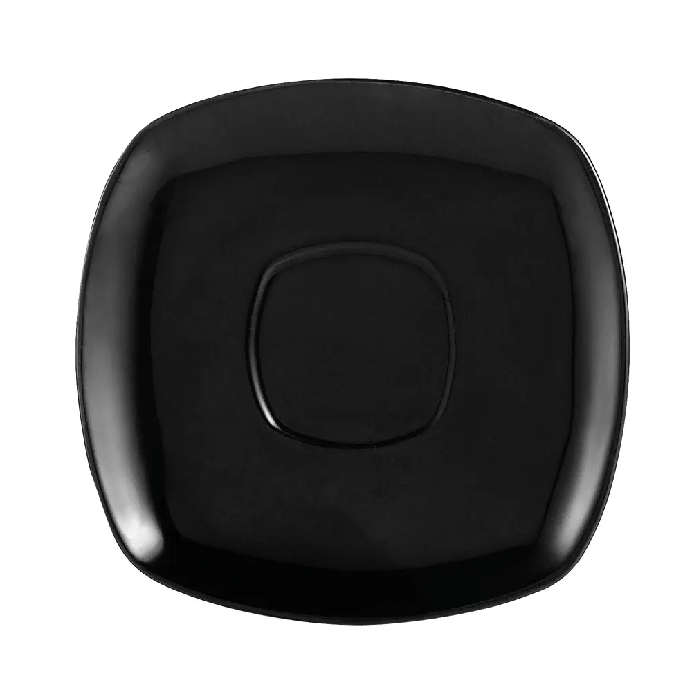 CAC China KC-2-BLK Stoneware Saucer, 6" x 6" x 0.75", Black, Dishwasher & Microwave Safe - 1 Dozen
