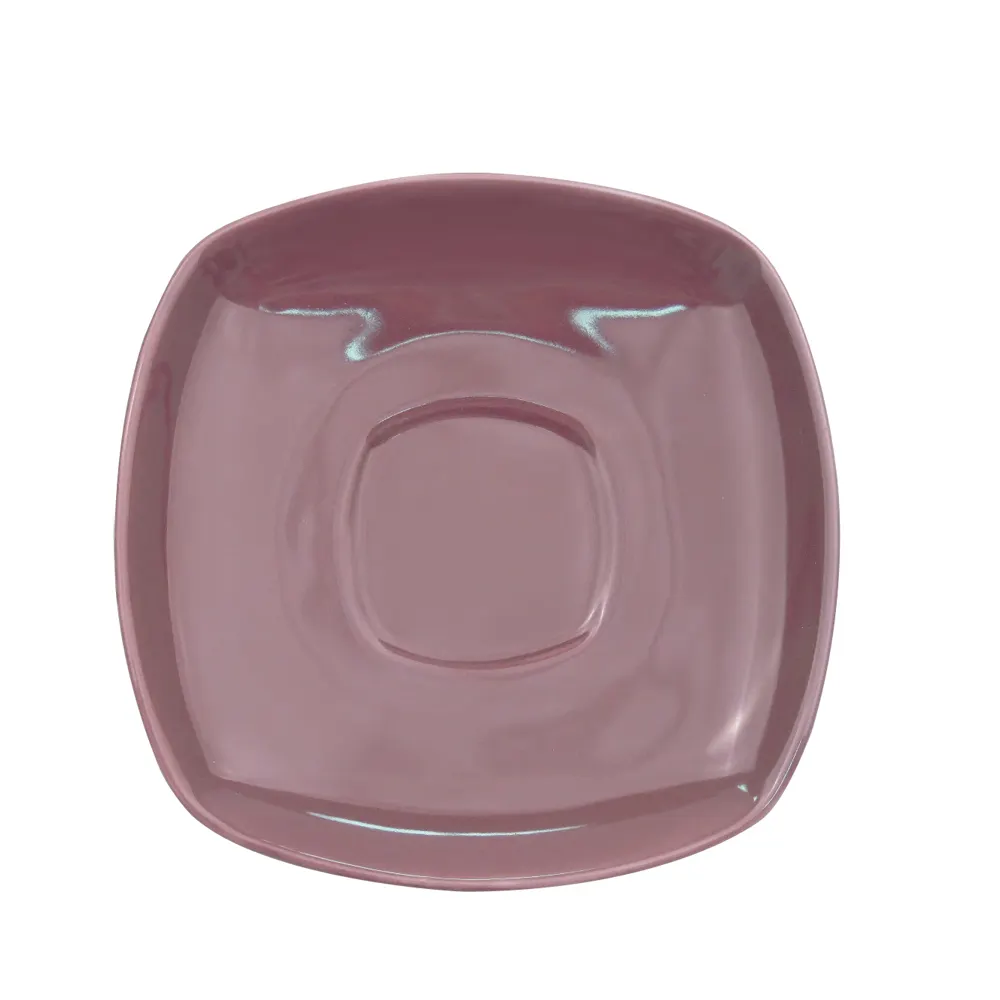 CAC China KC-2-PLM - Square Arts Saucer 6" x 6" x 0.75" Ceramic Plum, Oven Microwave Safe - 1 Dozen