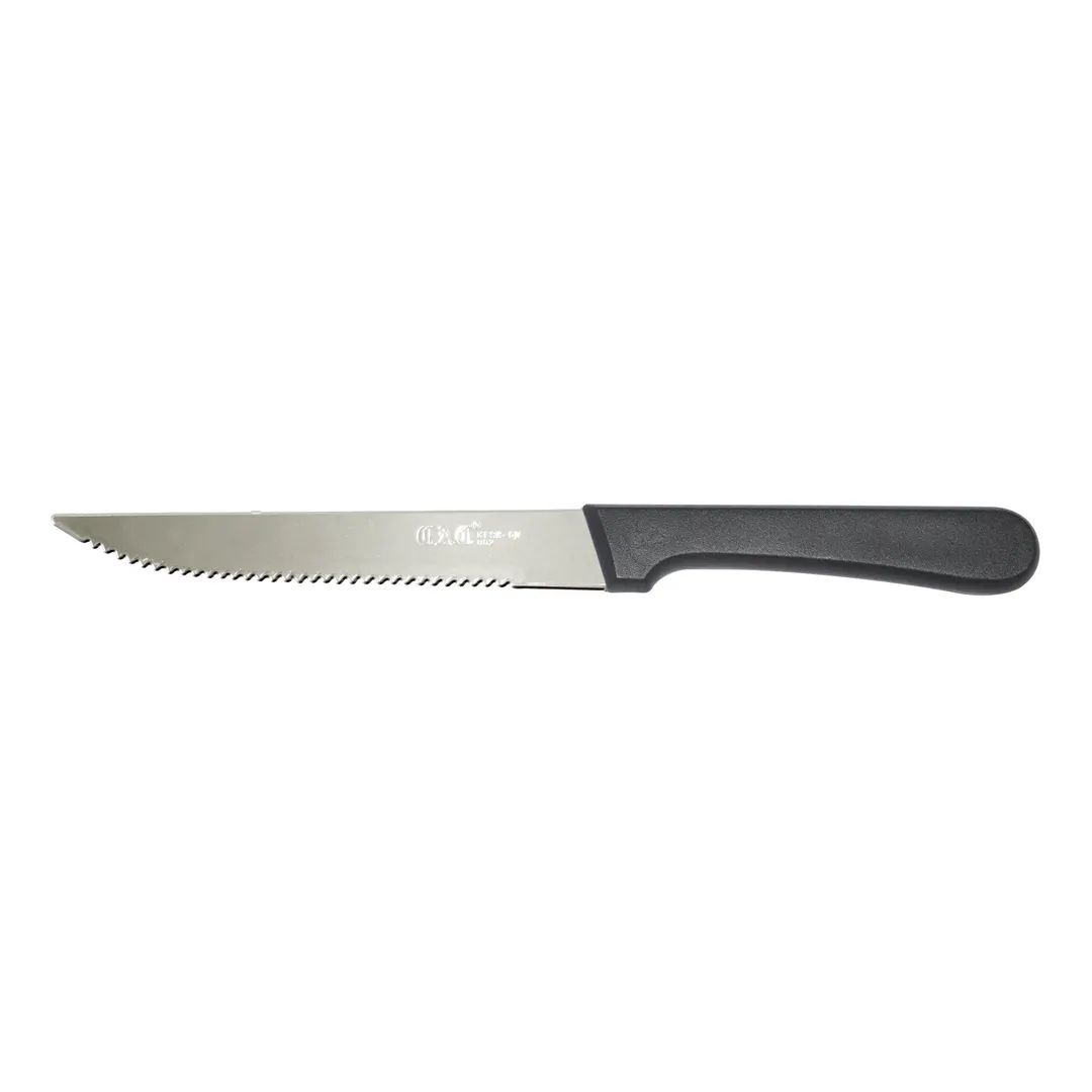 CAC China KESK-50 Steak Knife, 5" Stainless Steel Blade, Black Plastic Handle, Pointed Tip - 1 Dozen