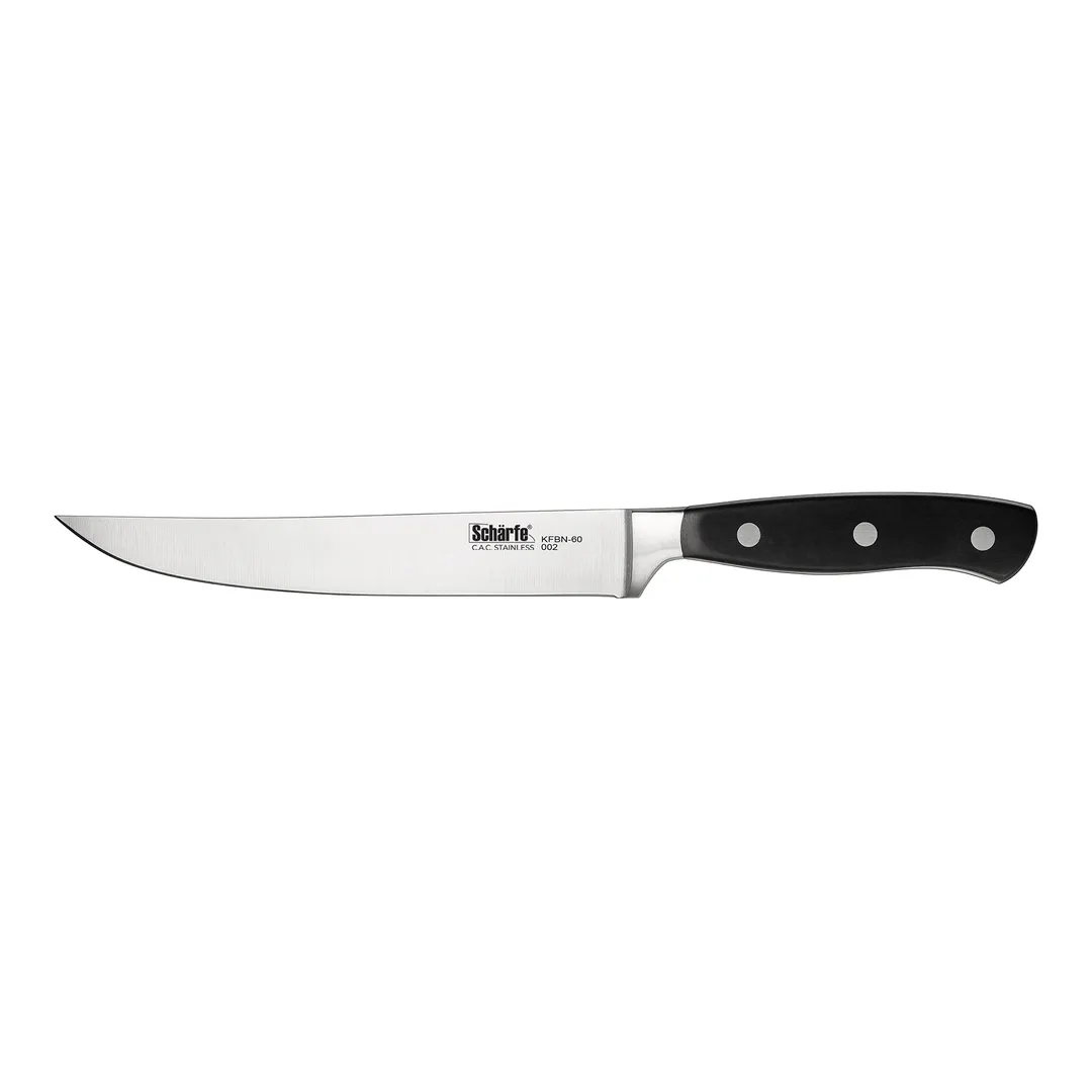 CAC China KFBN-60 Scharfe Boning Knife, 6" High-Carbon Steel, Ice-Tempered, Black Handle