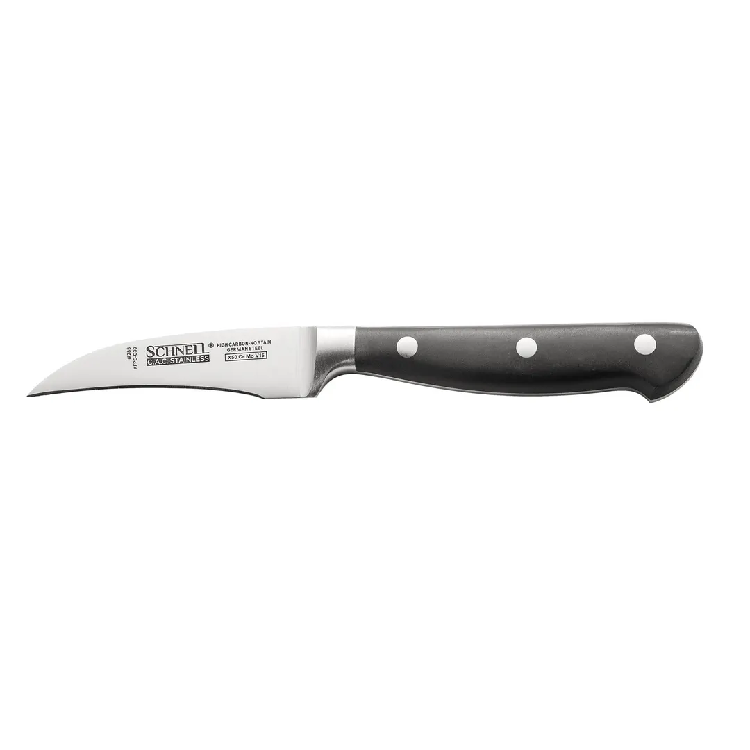 CAC China KFPE-G30 Paring Knife - 2-3/4" Forged Tang, High-Carbon Steel Blade, Black Handle
