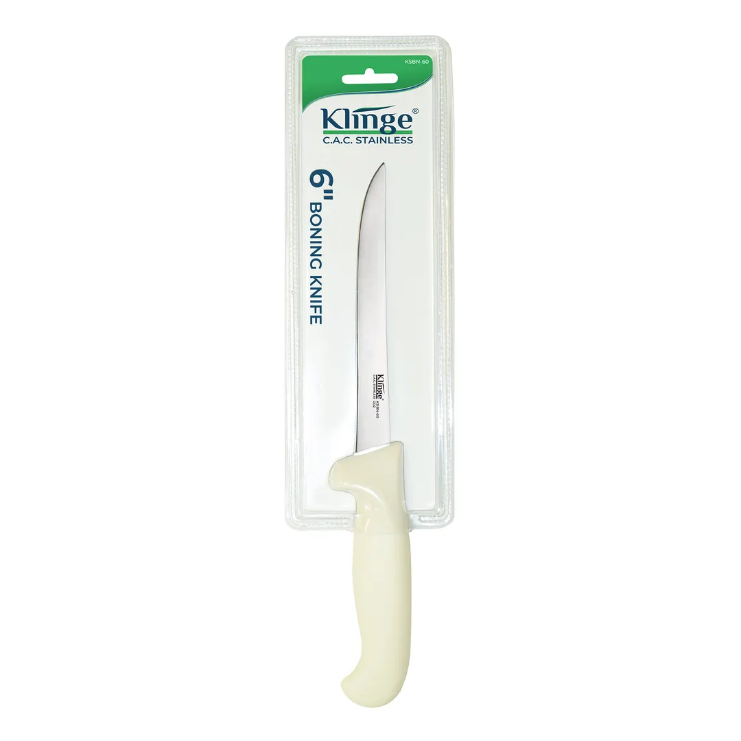 CAC China KSBN-60 Boning Knife, 6" German High-Carbon Steel, White Handle