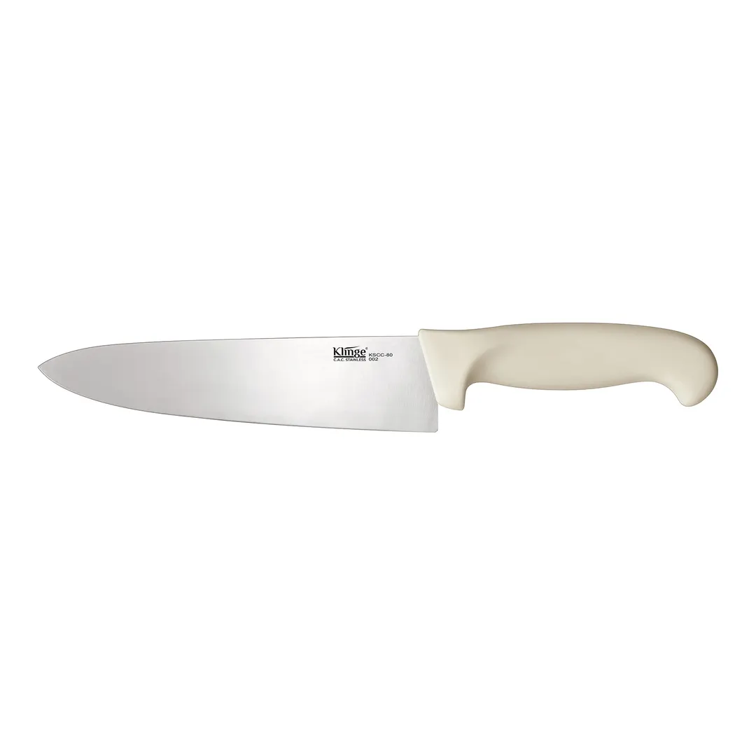 CAC China KSCC-80 Chef Knife, 8", Stamped, German High-Carbon Steel, White Handle