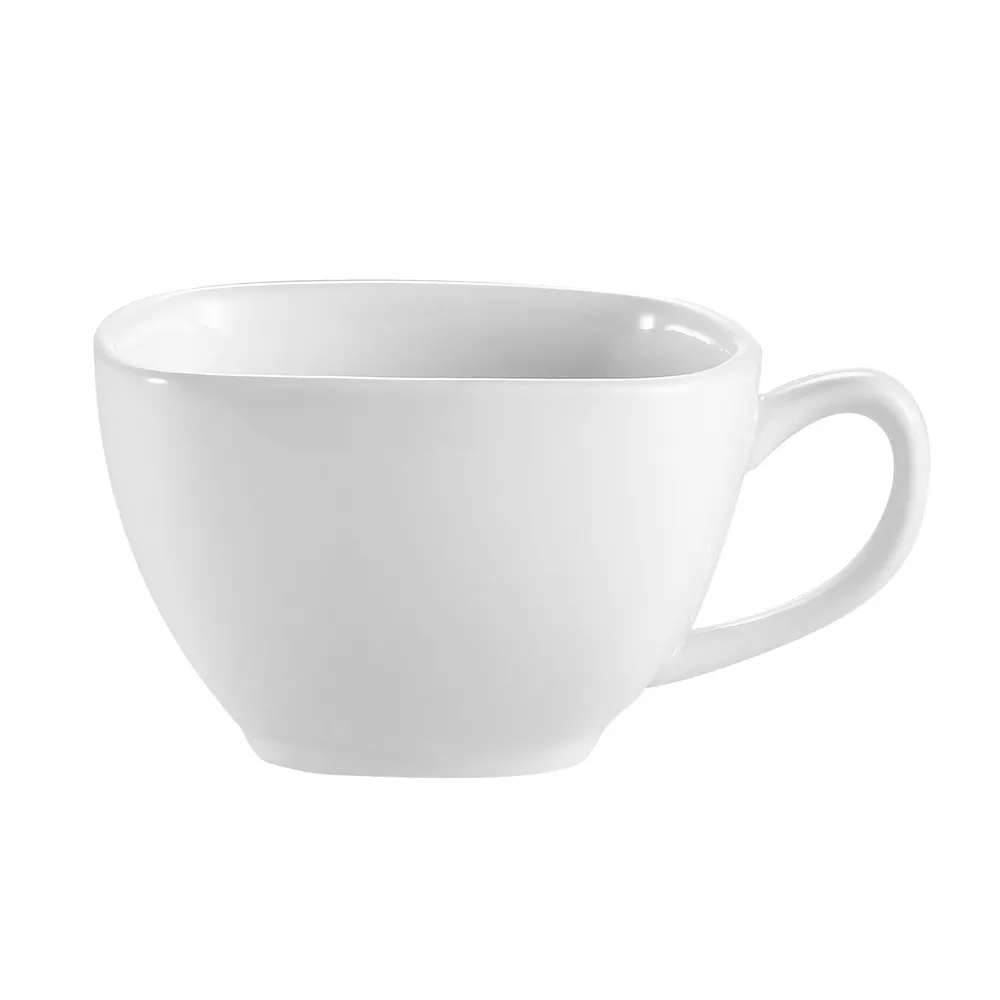 CAC China KSE-1 8 oz Square Porcelain Coffee Cup Super White Dishwasher Safe - 1 Dozen