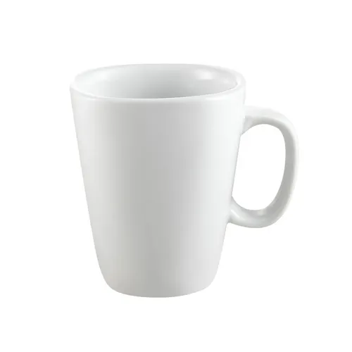 CAC China KSE-M12 12‑Ounce Porcelain Mug, Super White, 3‑3/8"×3‑3/8"×4‑1/4" - 1 Dozen