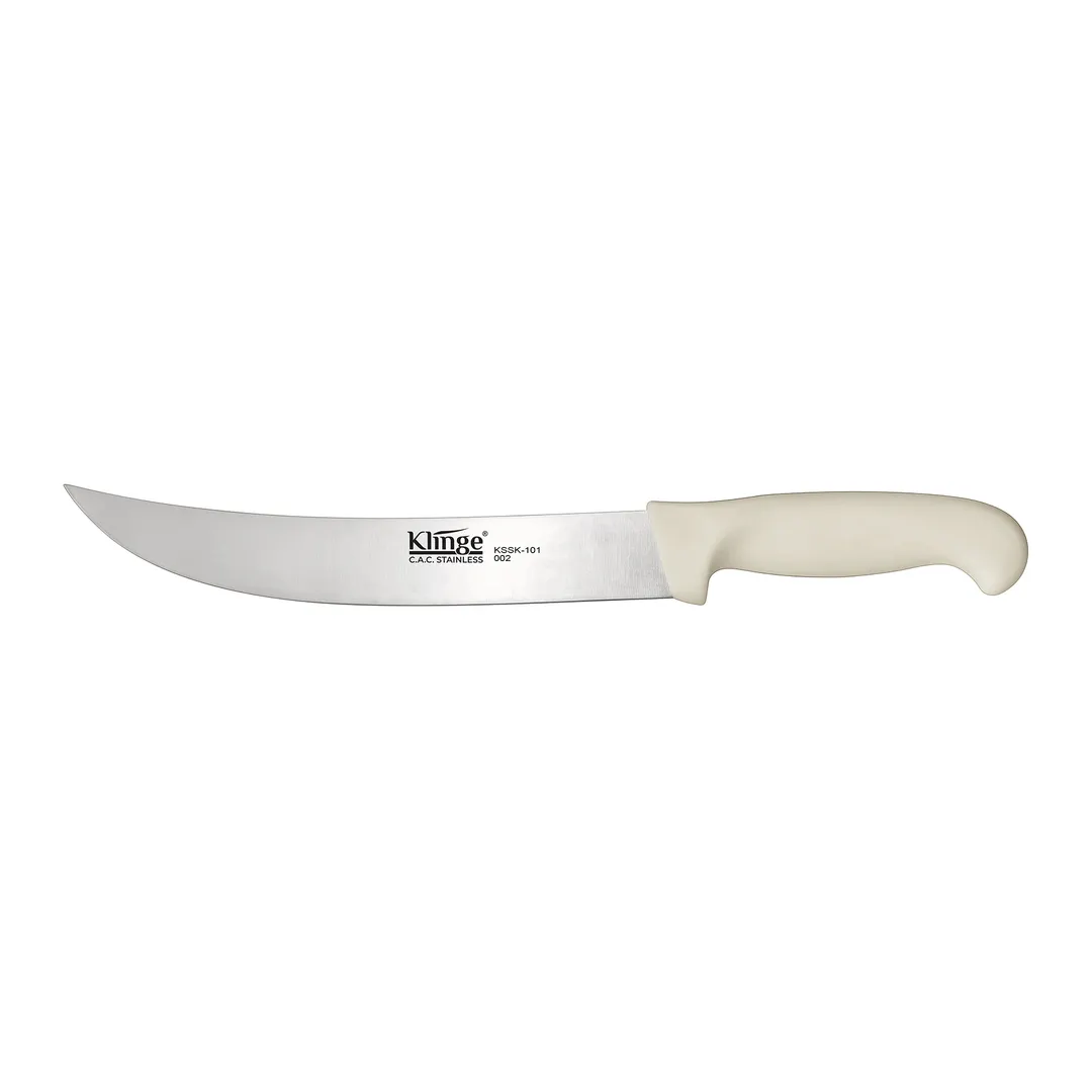 CAC China KSSK-101 Cimeter Steak Knife, 10" Blade, High-Carbon Steel, White Handle
