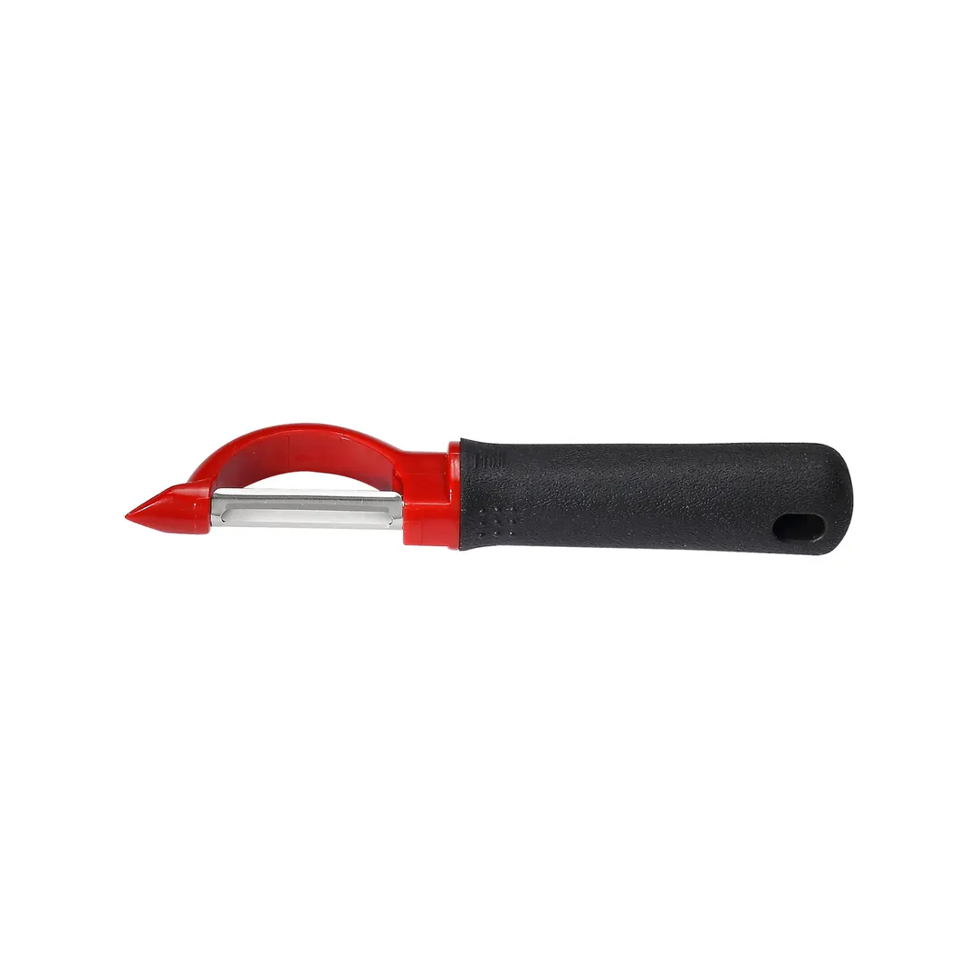 CAC China KTCG-PS05 Vegetable Peeler, 7" Black Soft‑Touch Handle, Stainless Steel, Dishwasher Safe