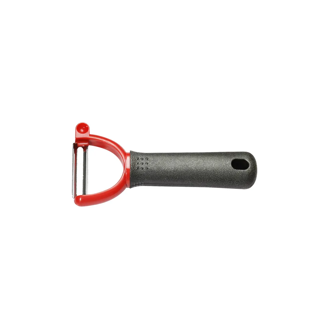 CAC China KTCG-PY08 ComfyGrip Y Peeler, 5-3/4", Stainless Steel, Serrated Edge, Black Handle