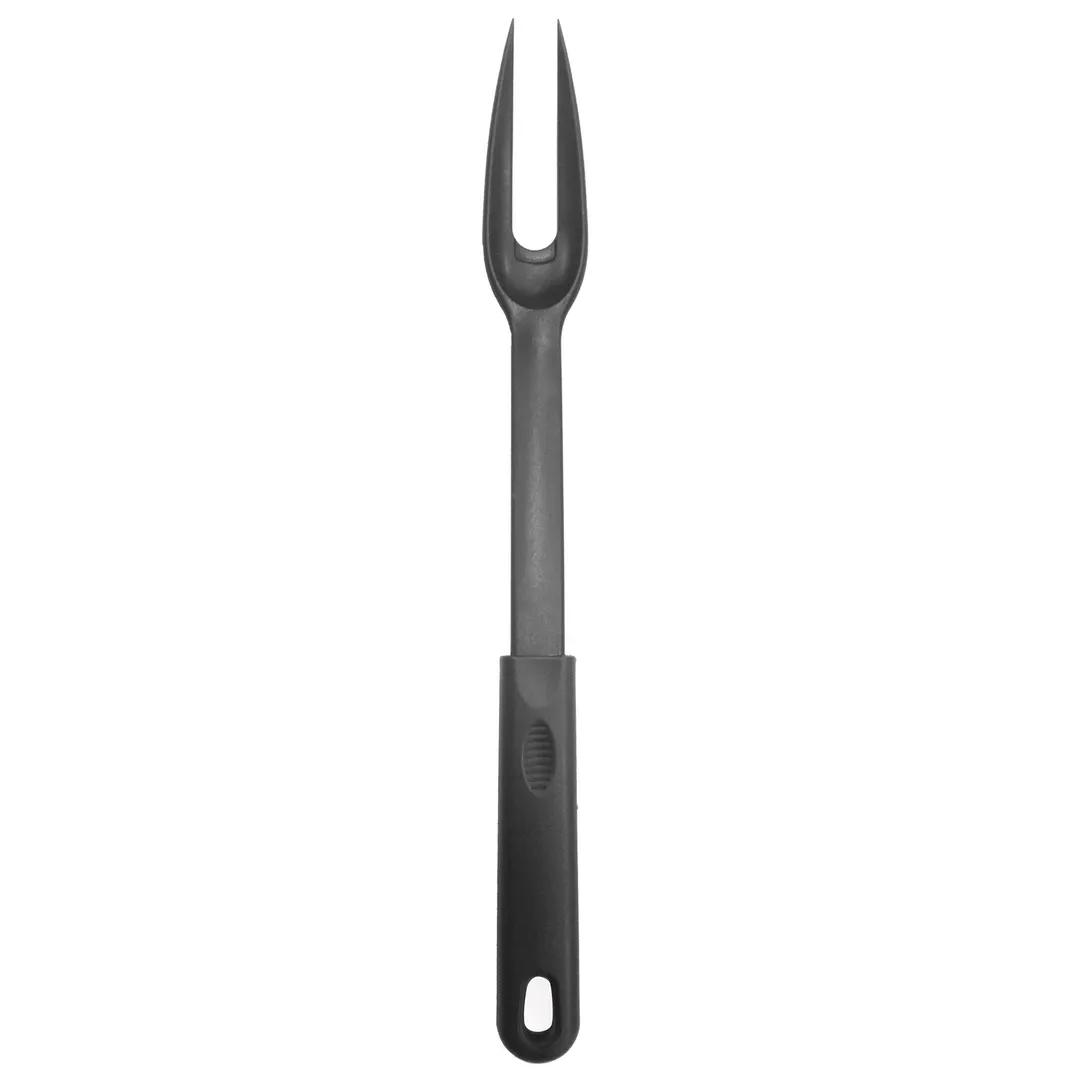 CAC China KUNL-F203 Serving Fork - 2-Prong Nylon Plastic, Black Finish, Heat-Resistant Kitchen Use