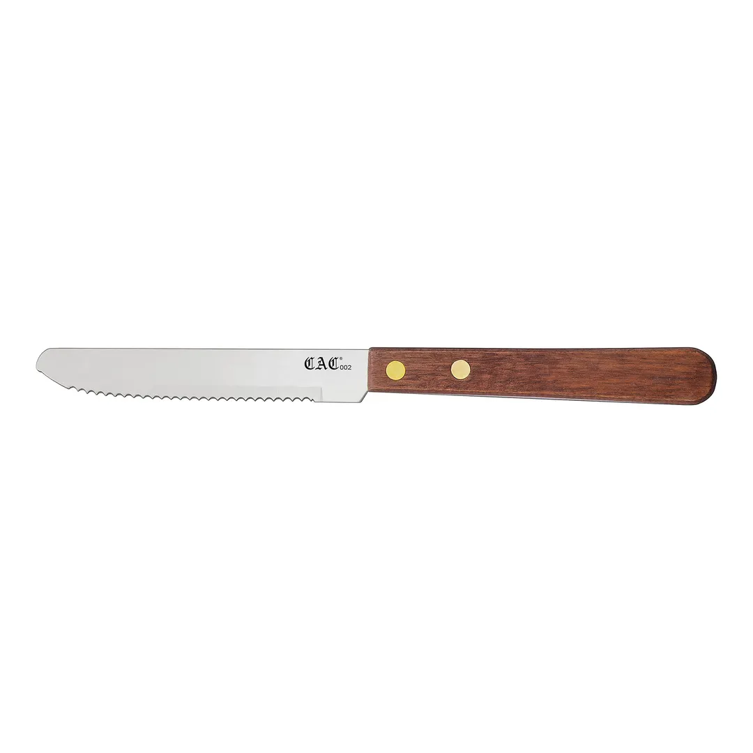 CAC China KWSK-45 Steak Knife, 4-1/4" Stainless Steel Blade, Wood Handle, Sold per 1 Dozen