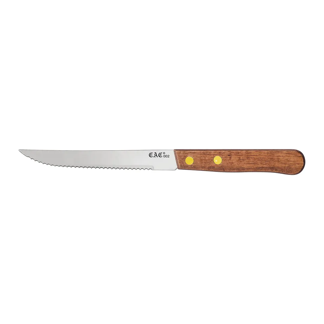 CAC China KWSK-46 Steak Knife, 4-3/4", Stainless Steel Blade, Wood Handle, Sold per 1 Dozen