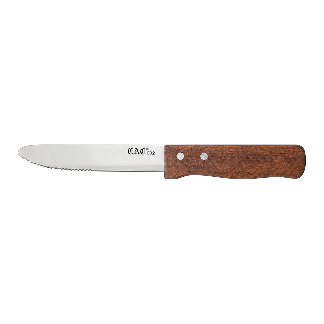 CAC China KWSK-50 Jumbo Steak Knife, 5" Stainless Steel Blade, Wood Handle, Sold per 1 Dozen