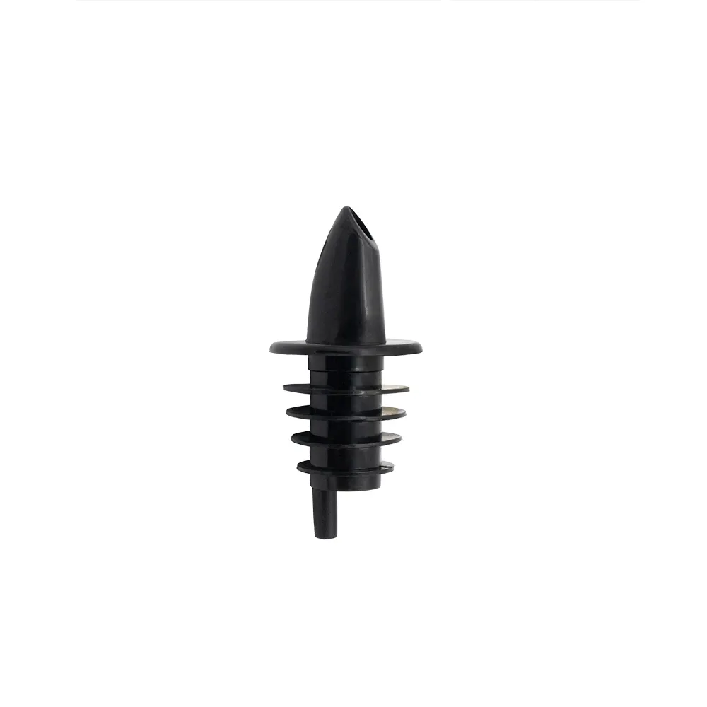 CAC China LQPR-P2BK Free Flow Liquor Pourer, Plastic, Black, With Collar, Sold Per Dozen