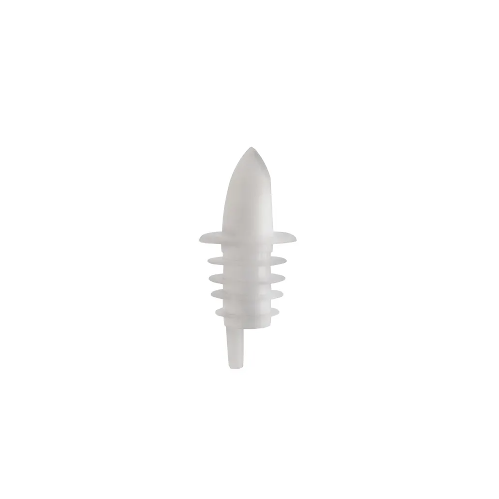 CAC China LQPR-P2CL Liquor Pourer, Clear Plastic Spout with Collar, Free Flow Design, Sold per Dozen for Bartending Supplies