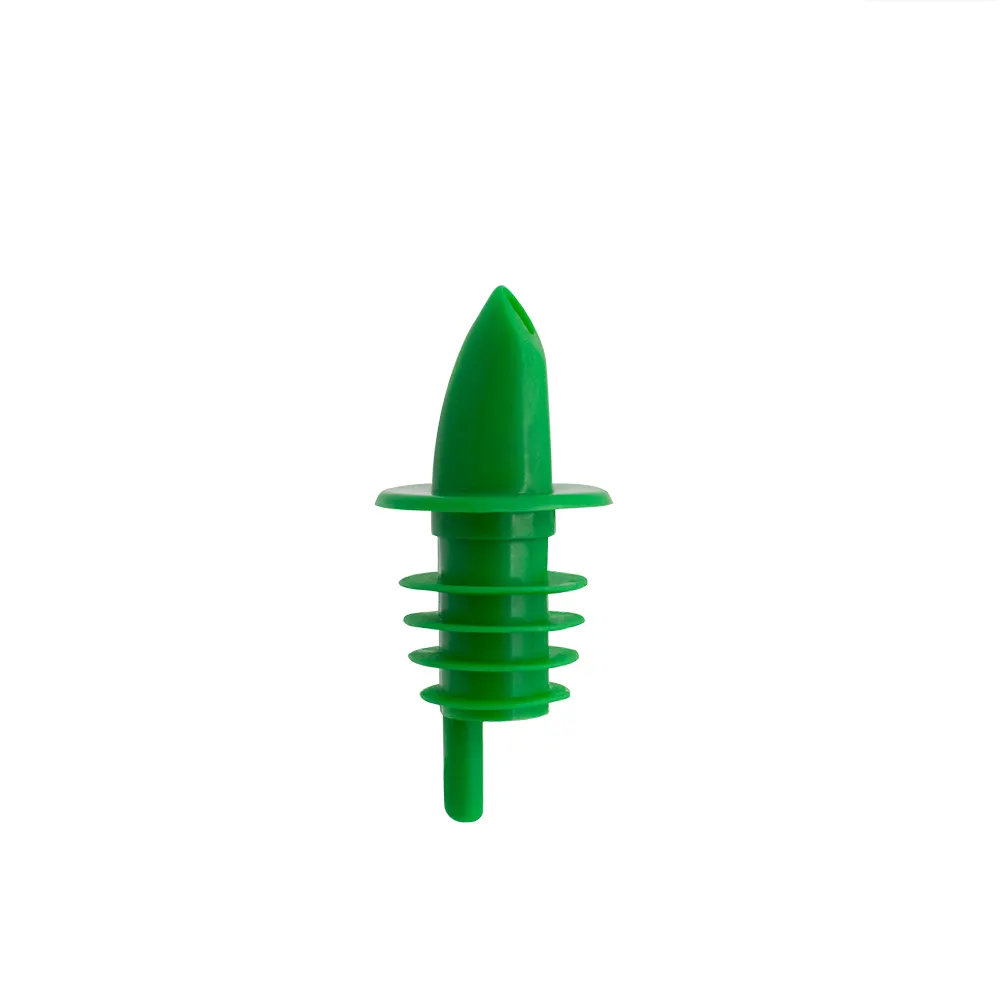 CAC China LQPR-P2GN Free Flow Liquor Pourer, Plastic, Green, With Collar, Sold per Dozen