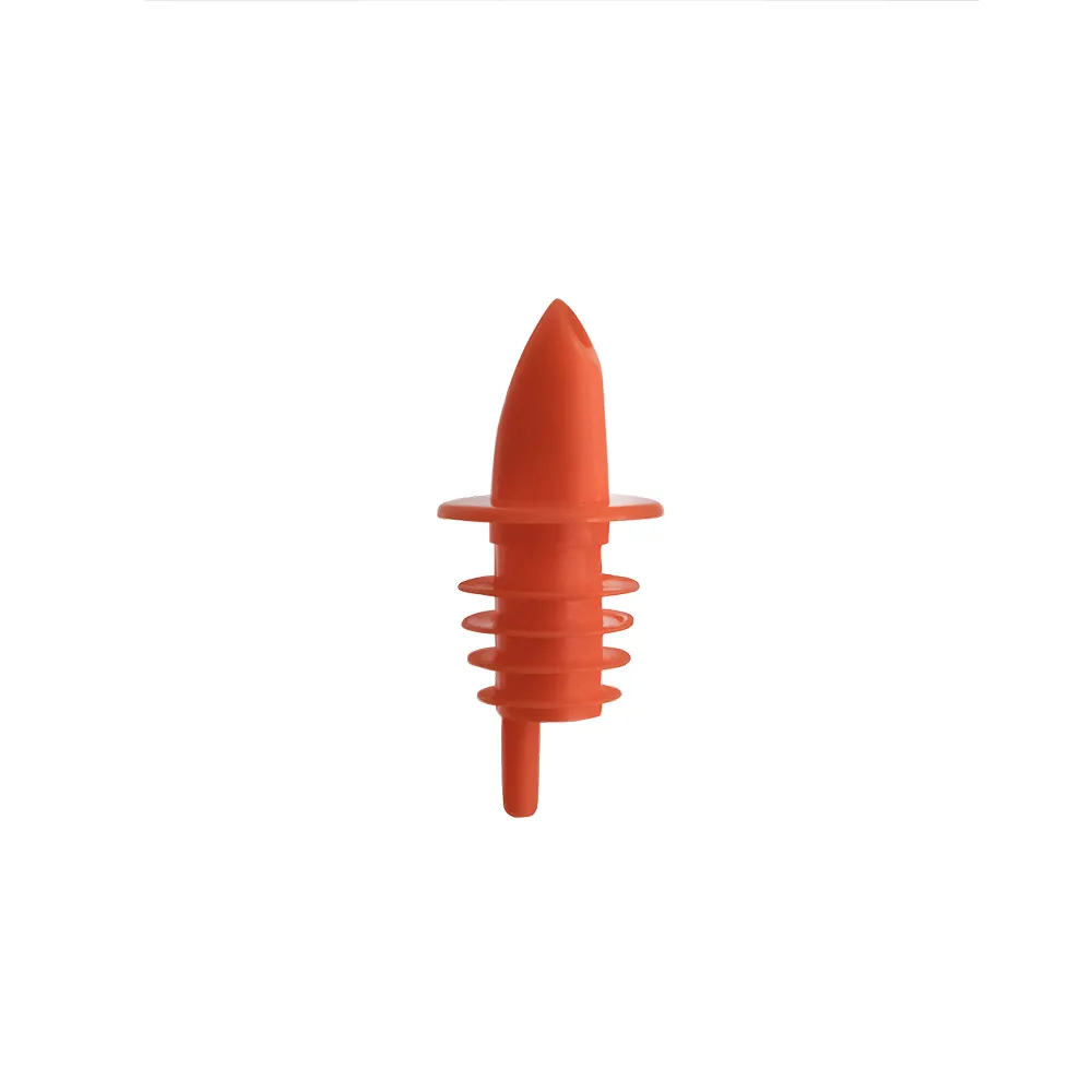 CAC China LQPR-P2RD - Free Flow Liquor Pourer, Red PVC Plastic with Collar, Durable Spout, Sold per Dozen (12 pcs)