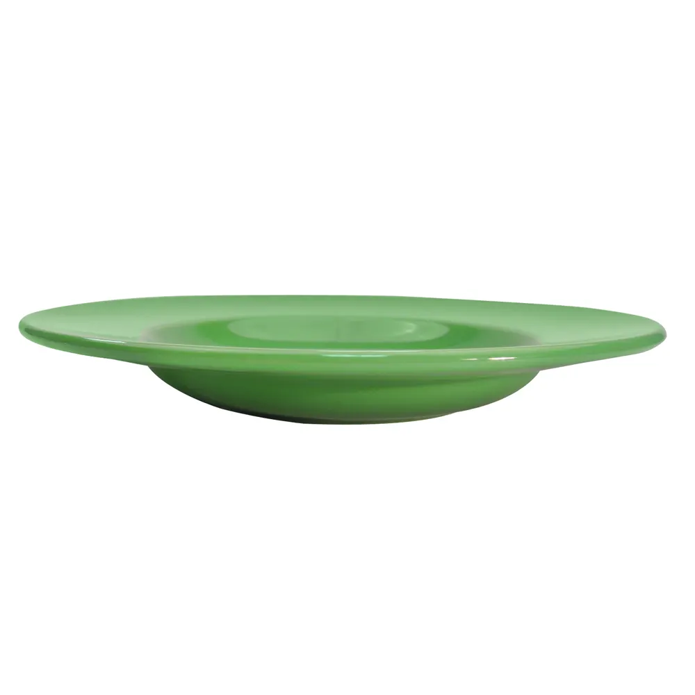 CAC China LV-120-G - Green 26 Oz Stoneware Pasta Bowl, 12" Diameter, Round Edge - 1 Dozen