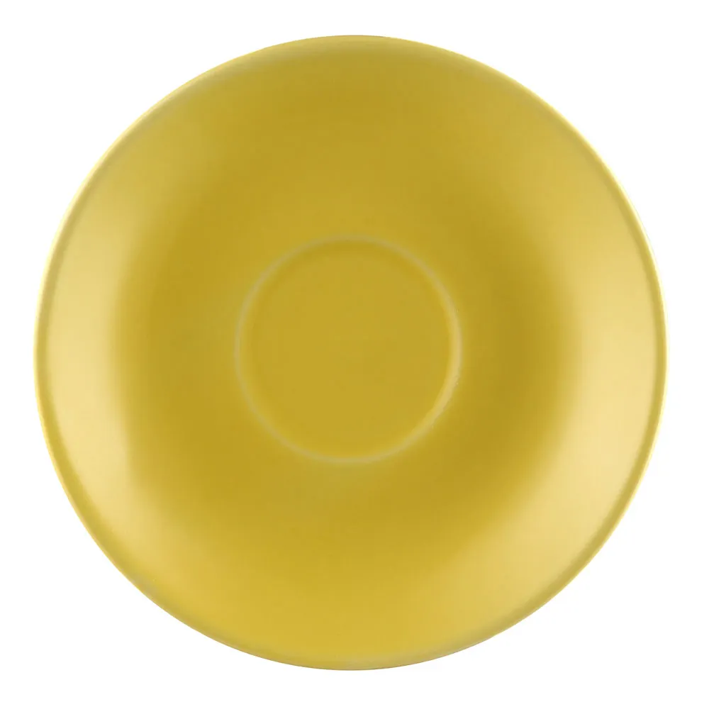 CAC China LV-36-Y After Dinner Cup Saucer, Round 4.5" x 0.75" Yellow Ceramic, Safe - 1 Dozen