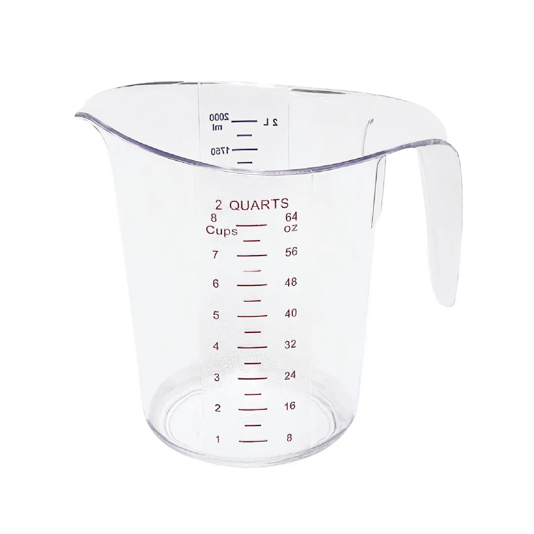 CAC China MCBK-200 Measuring Cup, 2 Qt./200-2000 mL, Polycarbonate, Dual Color Embossed Graduations