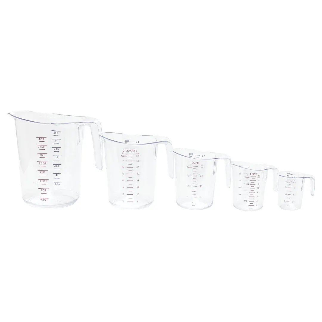 CAC China MCBK-5SET Measuring Cup Set, 5-Piece, 1 Qt, 2 Qt, 4 Qt, 1 Pt, 1 Cup, PC, NSF - Set