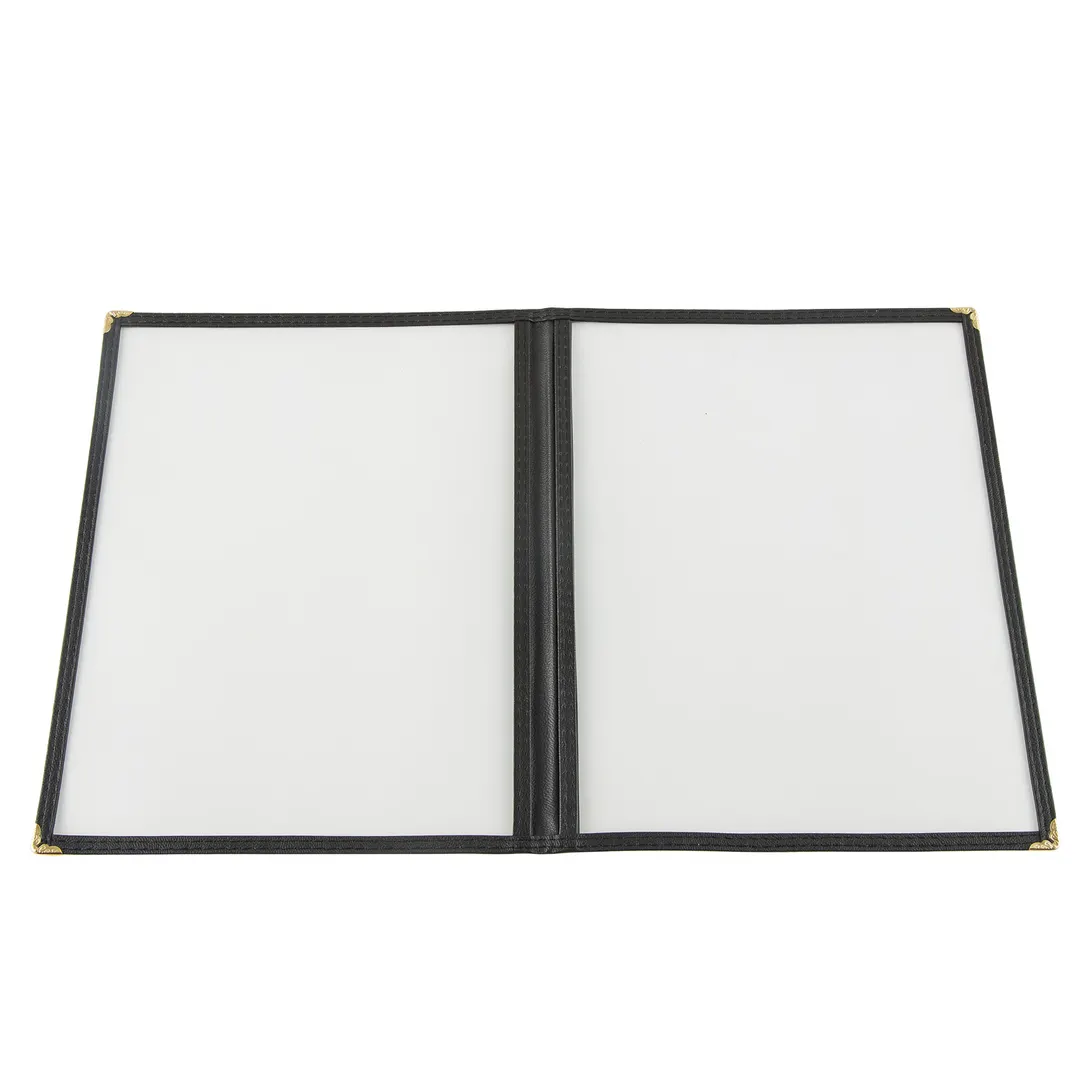 CAC China MCP2-911BK Menu Cover, 2-Pocket Vinyl Booklet, 8½" x 11" Black Trim, Double‑Sided View