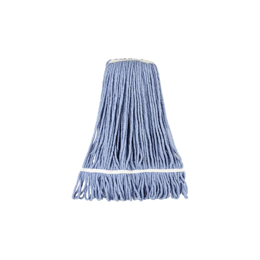 CAC China MHD2-24BL Wet Mop Head - 24 Oz, 1‑1/4" Loop Band, 4‑Ply Poly‑Cotton Yarn, Blue