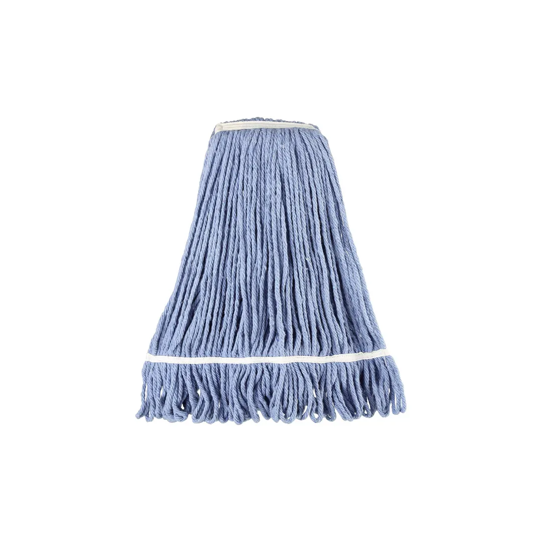 CAC China MHD2-32BL Wet Mop Head - 32 oz, 1-1/4" Loop Band, 4‑Ply Poly‑Cotton Yarn, Blue