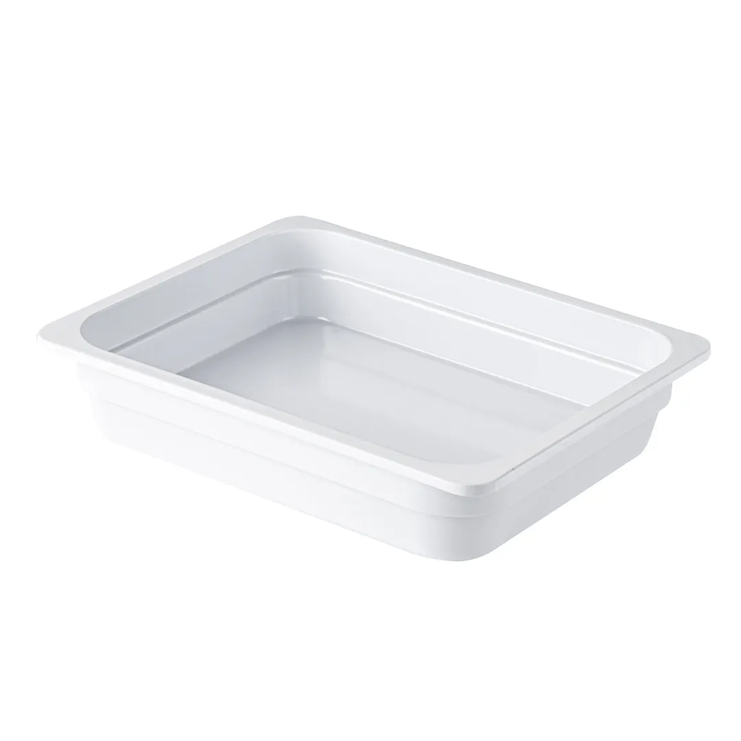 CAC China MLBF-102-W Melamine Buffet Pan, 1/2 Size, 2-1/2" Deep, White