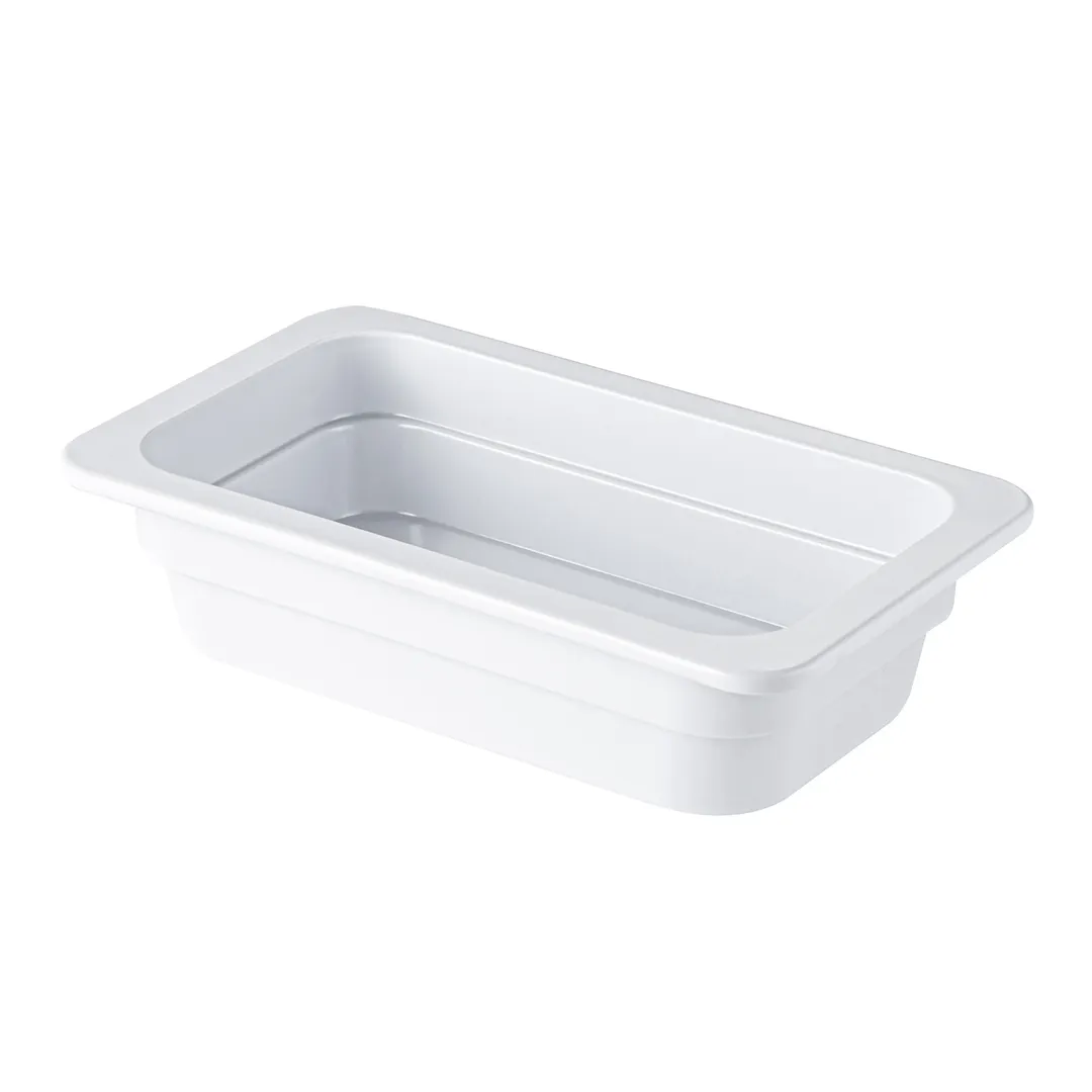 CAC China MLBF-104-W Melamine Buffet Pan, 1/4 Size, 2-1/2" Deep, White - 1 Dozen