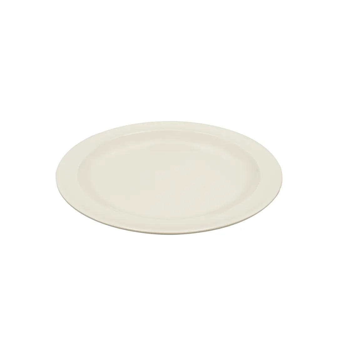 CAC China MLDNR-16 - 10.25" Round Melamine Plate, Ivory, Narrow Rim, 10.25" x 10.25" Size - 1 Dozen