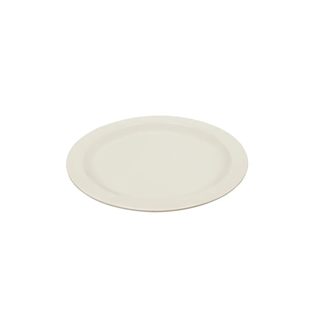 CAC China MLDNR-8 Dwight Plate, 9" W x 9" D x 0.875" H Round Narrow Rim Melamine, Ivory - 1 Dozen