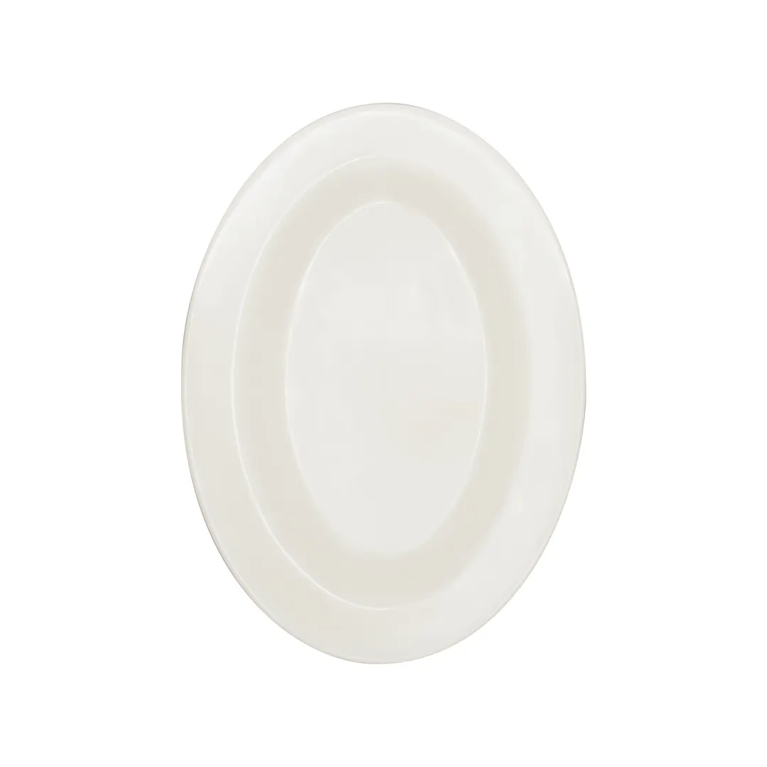 CAC China MLDRE-14 Oval Platter, 12.5" W x 8.875" D x 1.125" H, White Melamine - 1 Dozen