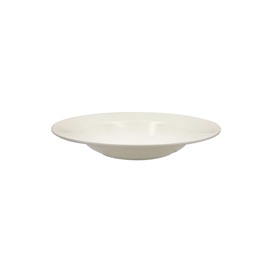 CAC China MLDRE-3 Dwight Rim Soup Plate, 10 oz 9"×9"×1.5" Deep Round Melamine, Ivory - 1 Dozen
