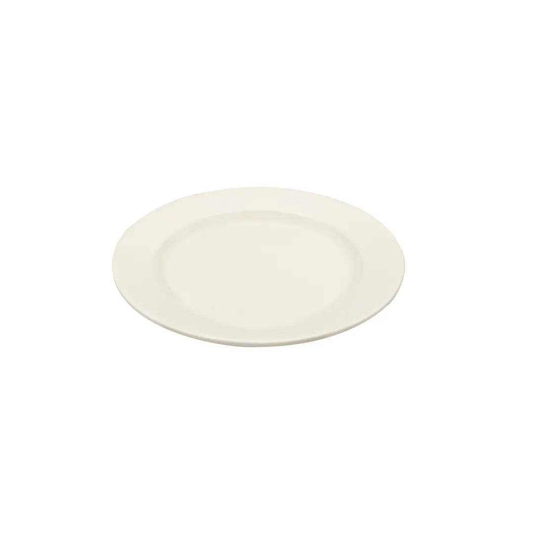 CAC China MLDRE-8 - 9" x 9" Round Ivory Melamine Plate with Rolled Edge, 0.875" Height - 1 Dozen