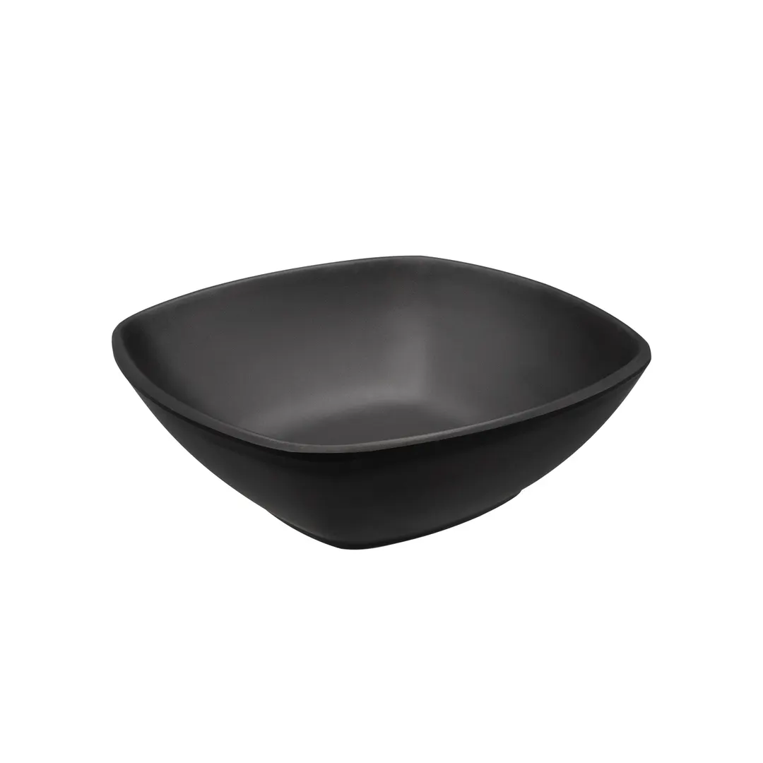 CAC China MLKC-B7-MK Square Melamine Bowl, 25‑31 oz (7" W x 7" D x 2‑3/8" H), Matte Black Finish - 1 Dozen