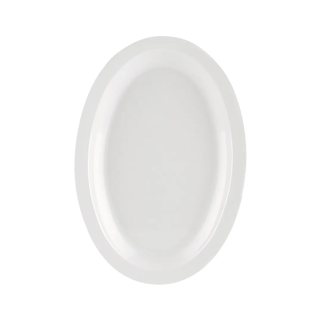 CAC China MLNC-12 Oval Platter, 9"¾ L x 6"¾ W, White Melamine, Dishwasher Safe - 1 Dozen