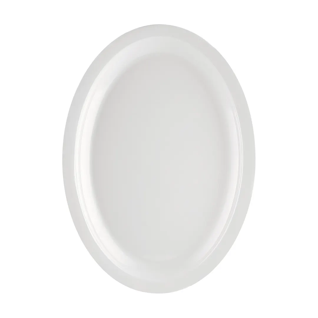 CAC China MLNC-14 Oval Platter, 13" x 9.6" White Melamine, Dishwasher Safe, Break Resistant - 1 Dozen