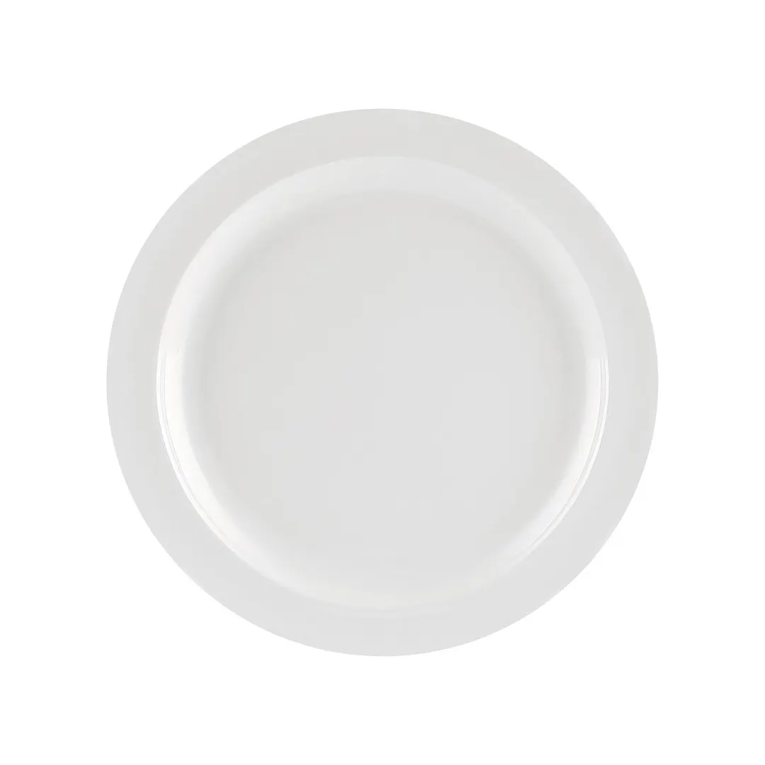 CAC China MLNC-8 Maxwell Plate, 9" Round Narrow Rim, White Melamine, Dishwasher Safe - 1 Dozen