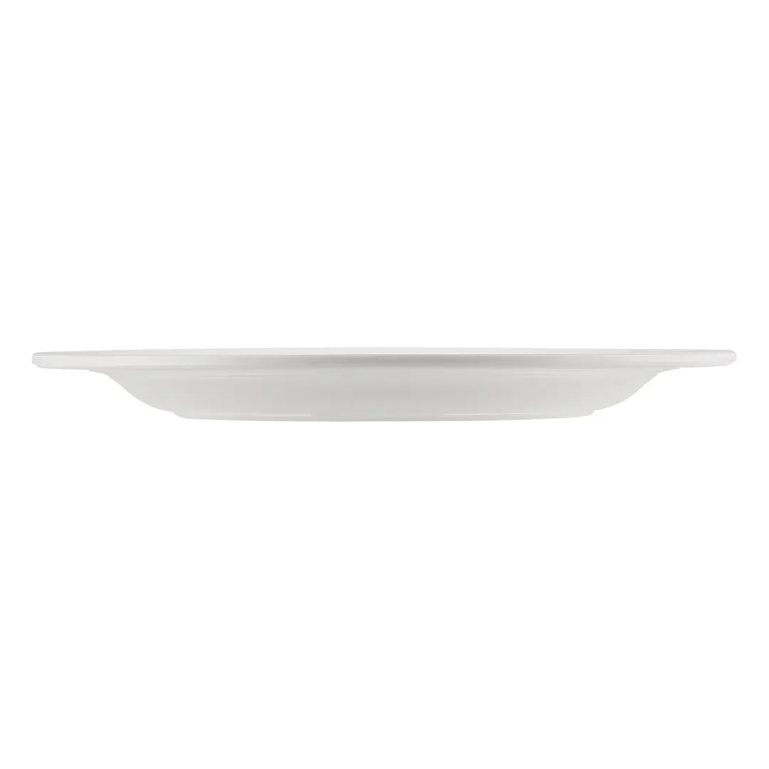 CAC China MLRN-21 Maxwell Plate, 12" Round Rolled Edge, White Melamine, Dishwasher Safe - 1 Dozen