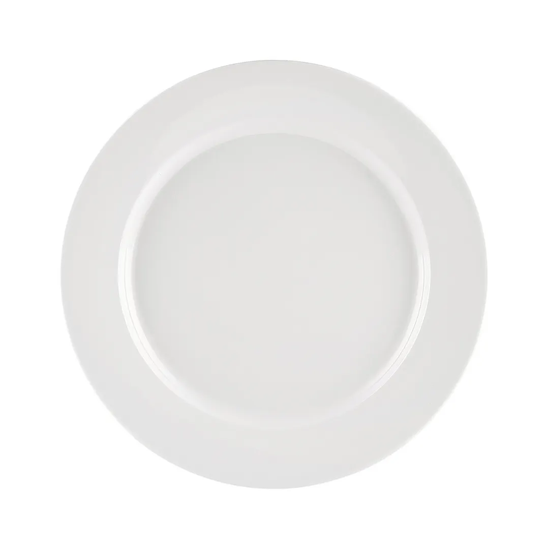CAC China MLRN-8 - 9" Round Melamine Plate, White, Rolled Edge, Dishwasher Safe - 1 Dozen