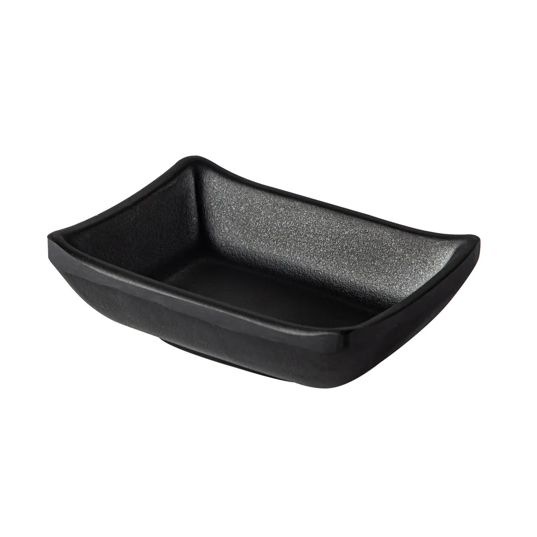 CAC China MLSD-32-MK - 1.5oz Sauce Dish, 3-5/8" W x 2-3/4" D x 1-1/8" H, Black Melamine, 4" - 1 Dozen