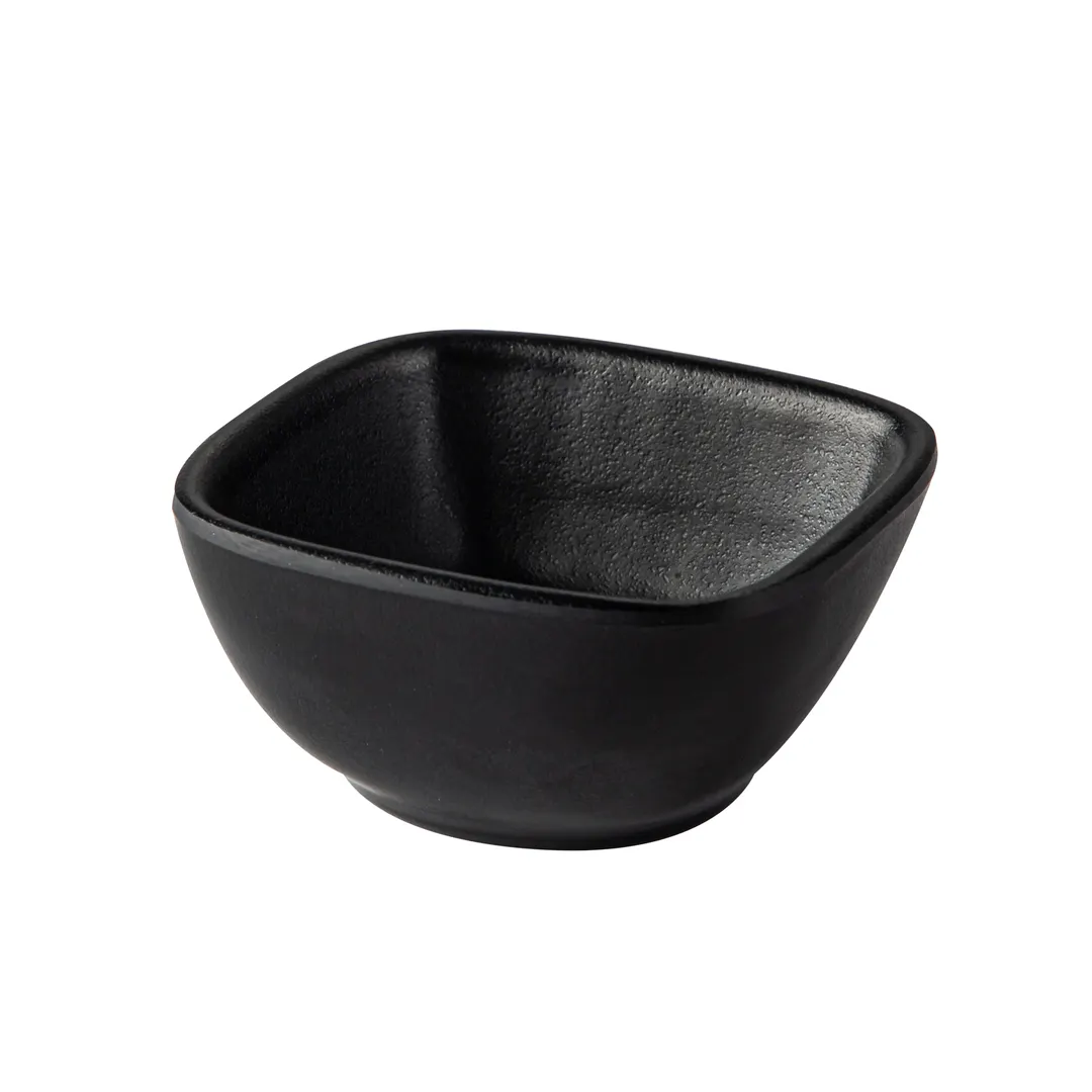 CAC China MLSD-Q3-MK Square Melamine Sauce Dish, 1 oz, 2.75" x 2.75" x 1.38" Matte Black - 1 Dozen