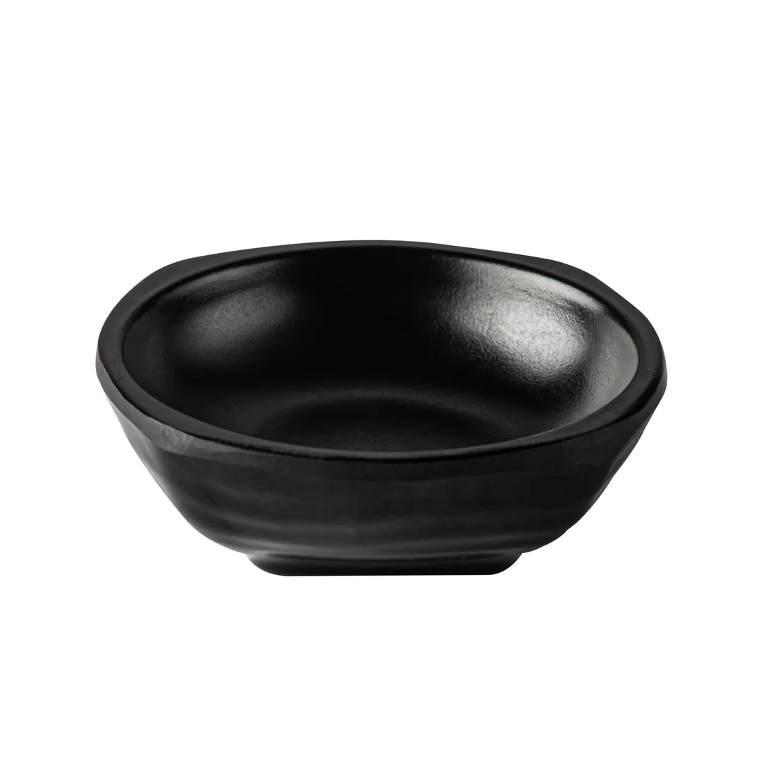 CAC China MLSD-R3-MK Round Melamine Sauce Dish, 1 oz, 3" Dia x 1" H, Black Finish - 1 Dozen