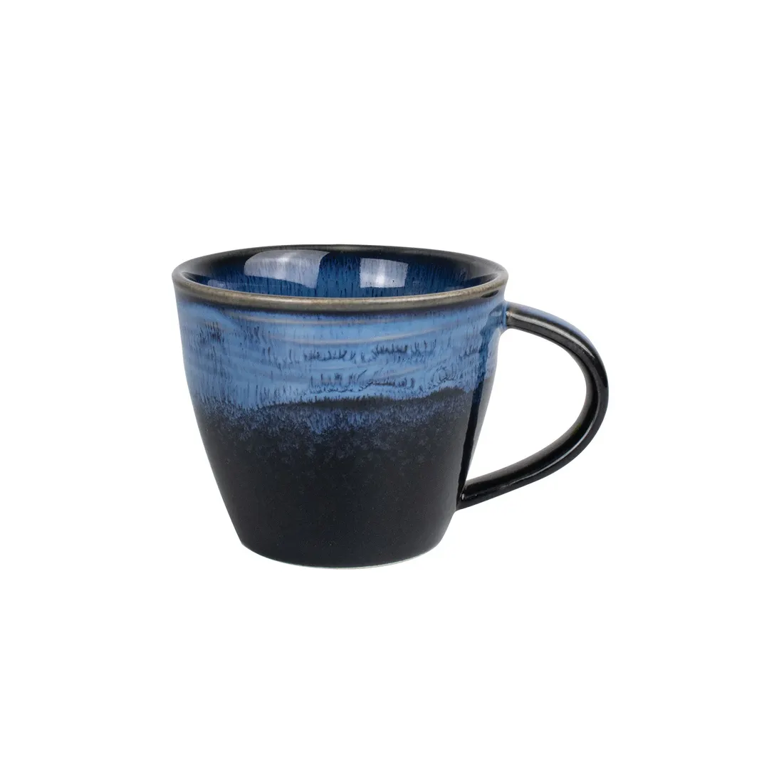 CAC China NEP-35 Neptune Cup, 3.5oz (4-1/4") Starry Night Blue/Black, BPA-Free Ceramic - 1 Dozen