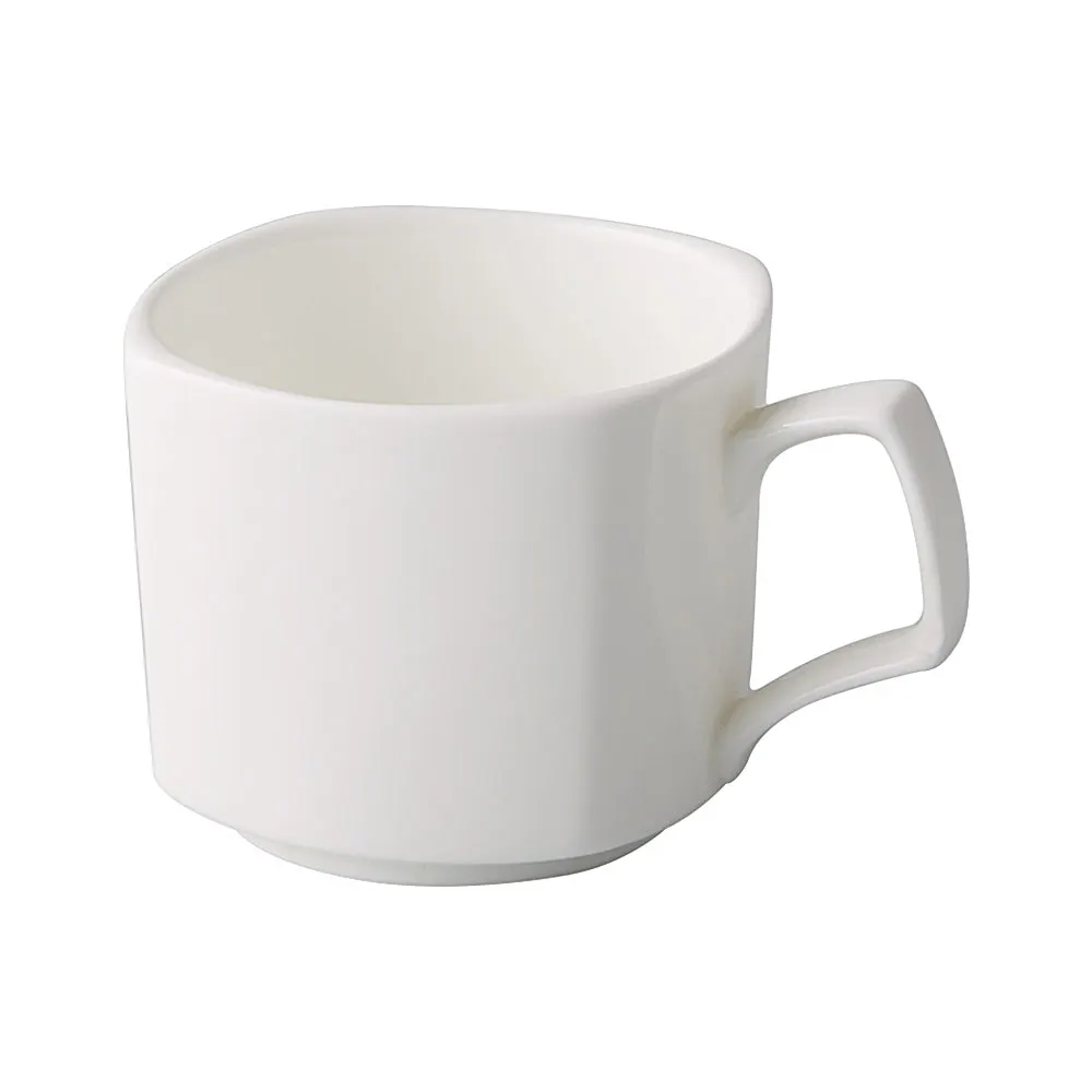 CAC China NGA-1 Niagara Cup 8 oz Square Porcelain White Foot Dishwasher & Microwave Safe - 1 Dozen