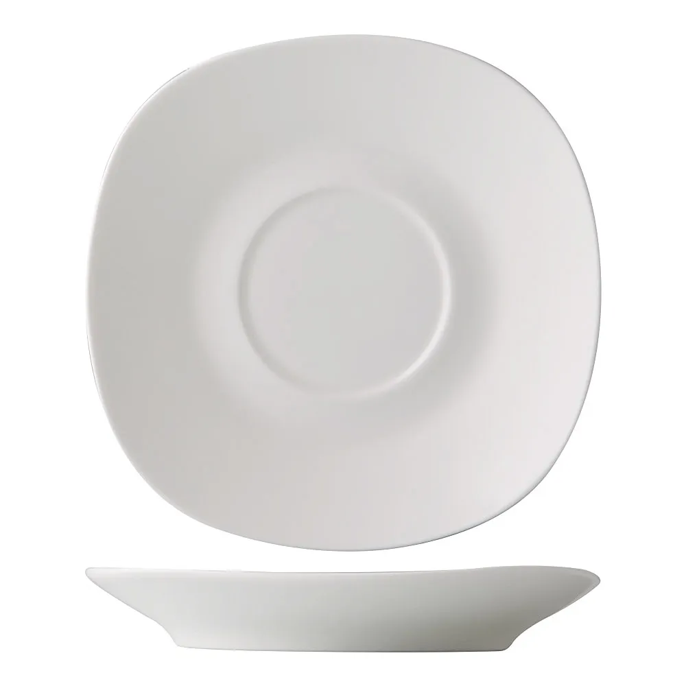 CAC China NGA-2 Square Saucer 5.75" x 5.75" x 0.75" Bone White Porcelain Vitrified - 1 Dozen